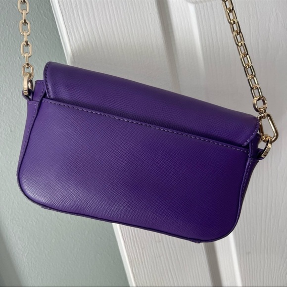 Tory Burch Purple Leather Mini Robinson Chain Shoulder Bag - Picture 7 of 10